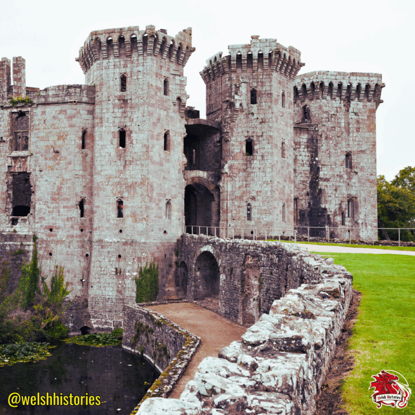 Raglan Castle is a non-native Welsh castle